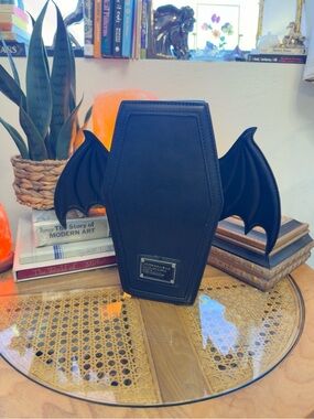 Gothic Coffin Bat Wing Convertible Backpack Crossbody Purse Black